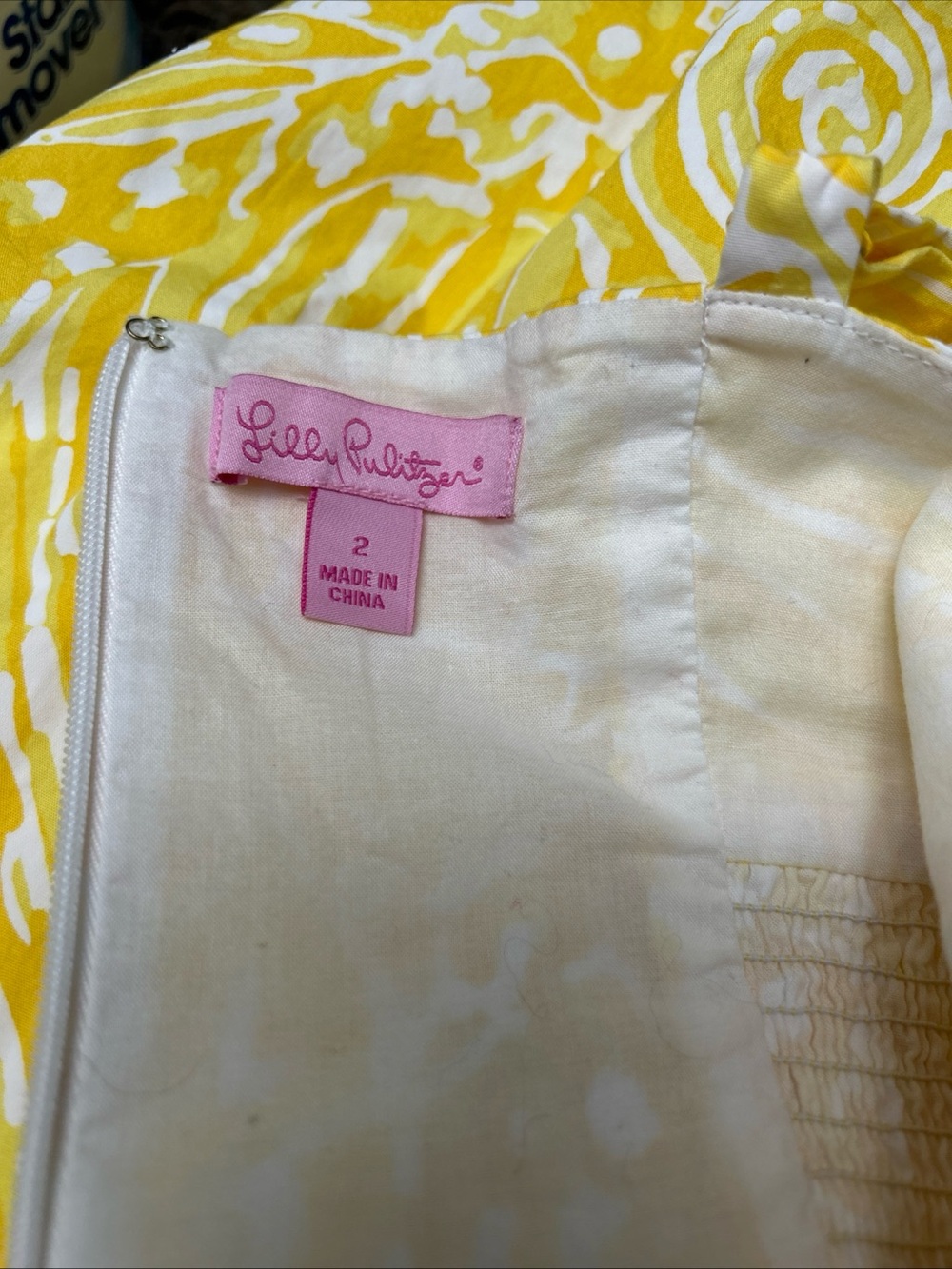 Lilly Pulitzer Christine Dress Sz 2 Yellow Sunglow Fit & Flare Mini W/Pockets - Picture 9 of 13